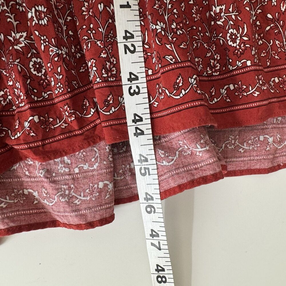 Max Studio Floral Maxi Dress Red Boho Tiered Sleeveless V-Neck Cottagecore Large - Picture 11 of 11